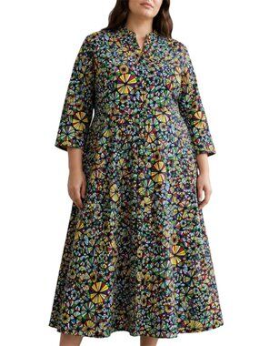 Size XL NWOT Zuri Colorful sugar rush African Print Button Front Midi Dress